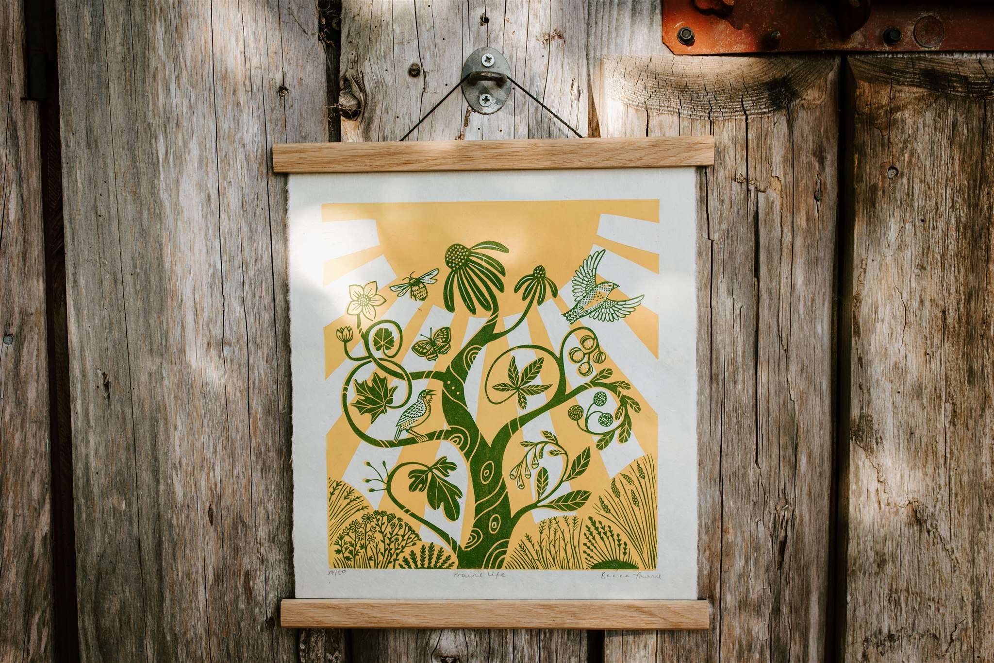 Prairie Life Linocut Print