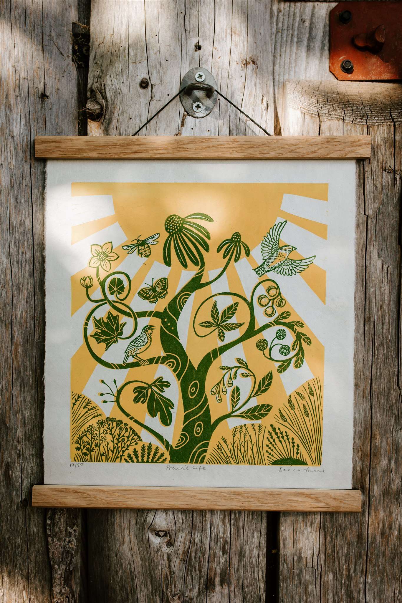 Prairie Life Linocut Print alt