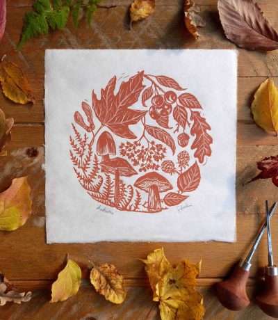 botanical autumn lino print main
