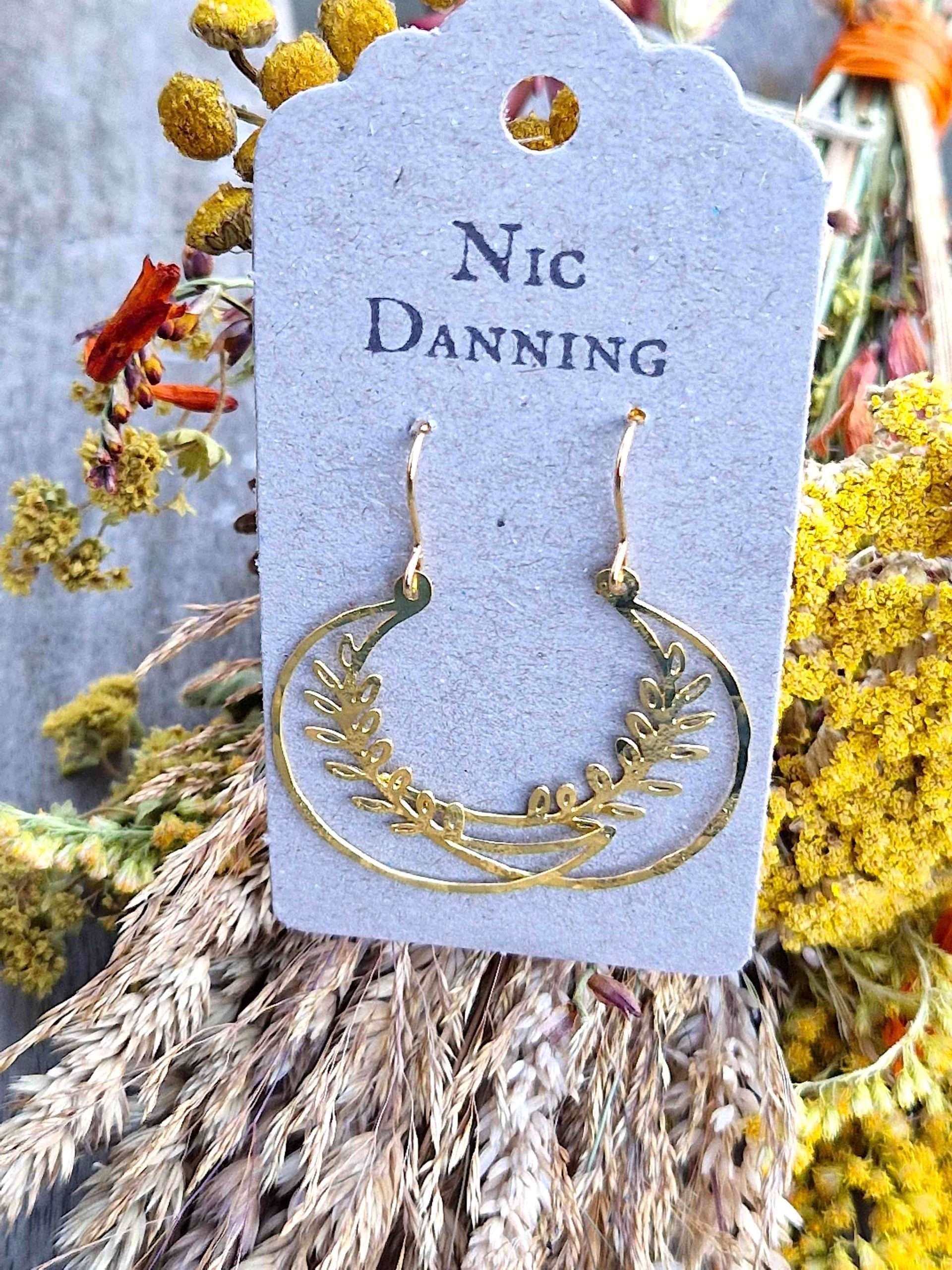 brass selene moon earrings