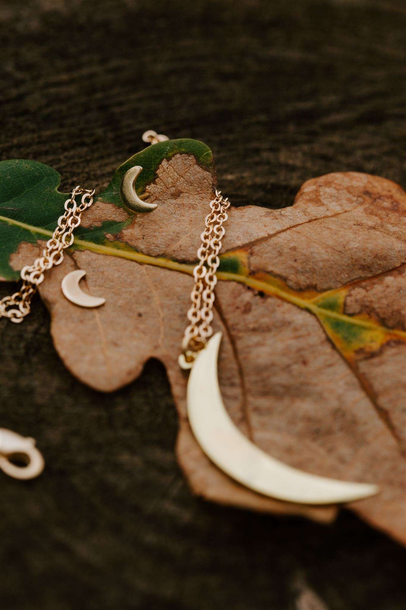 Brass mini moon stud earrings