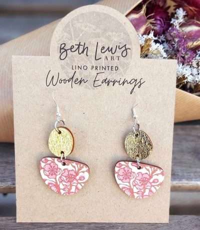 cherry blossom wood earrings