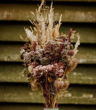 Dusk wild dried posy close up