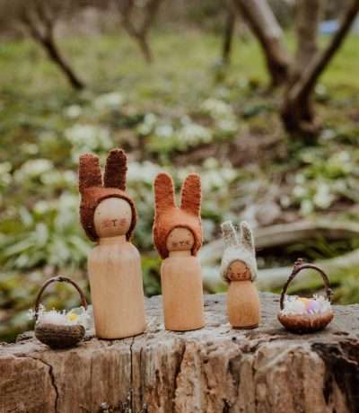 Felt and wood bunnies main