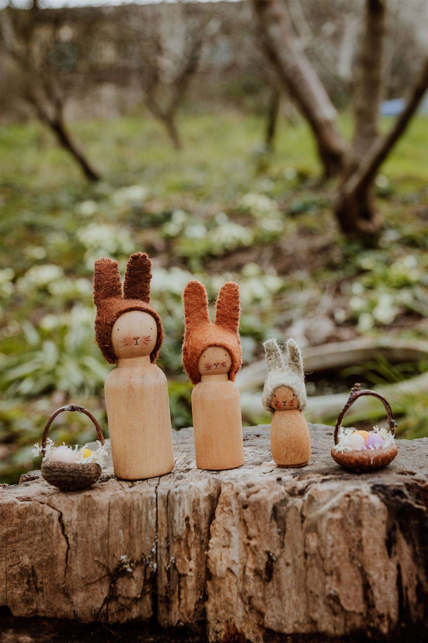 Felt and wood bunnies main