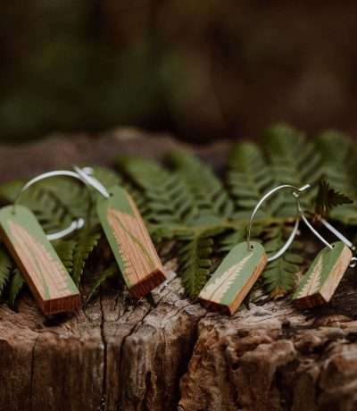 Fern wooden earrings