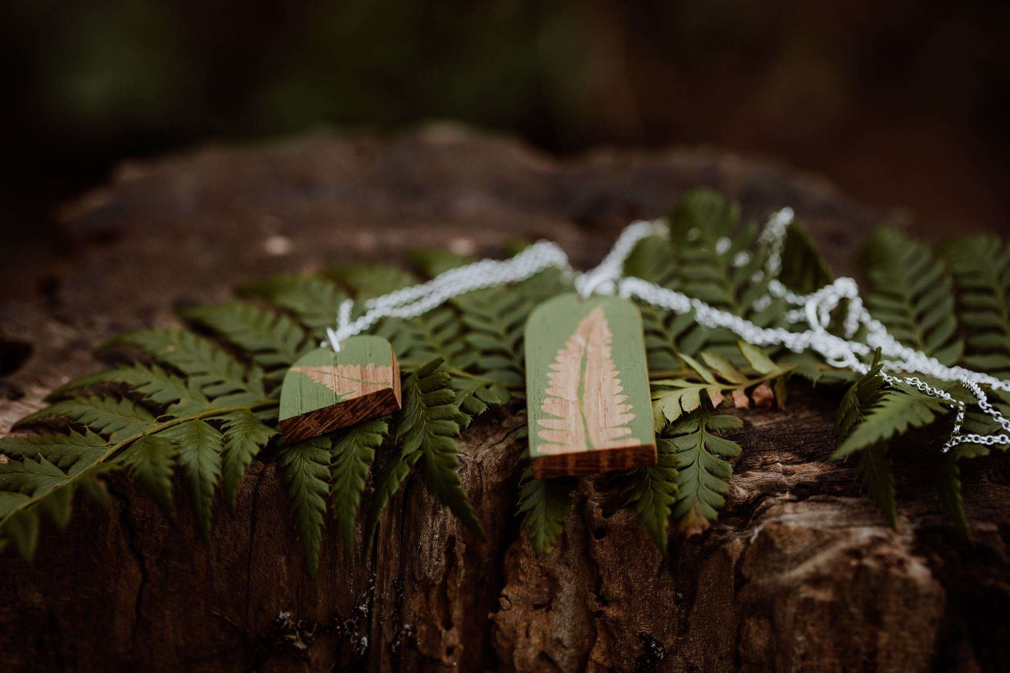 Wooden fern necklaces