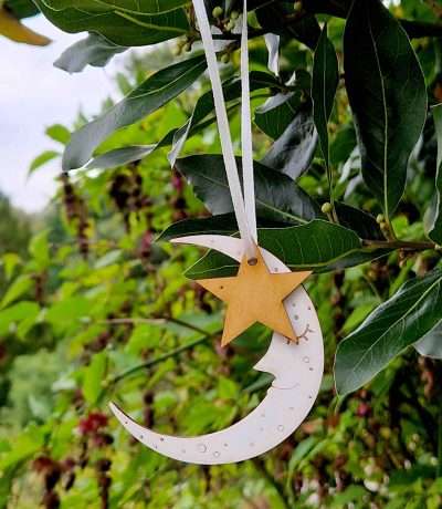 hanging wooden moon dec