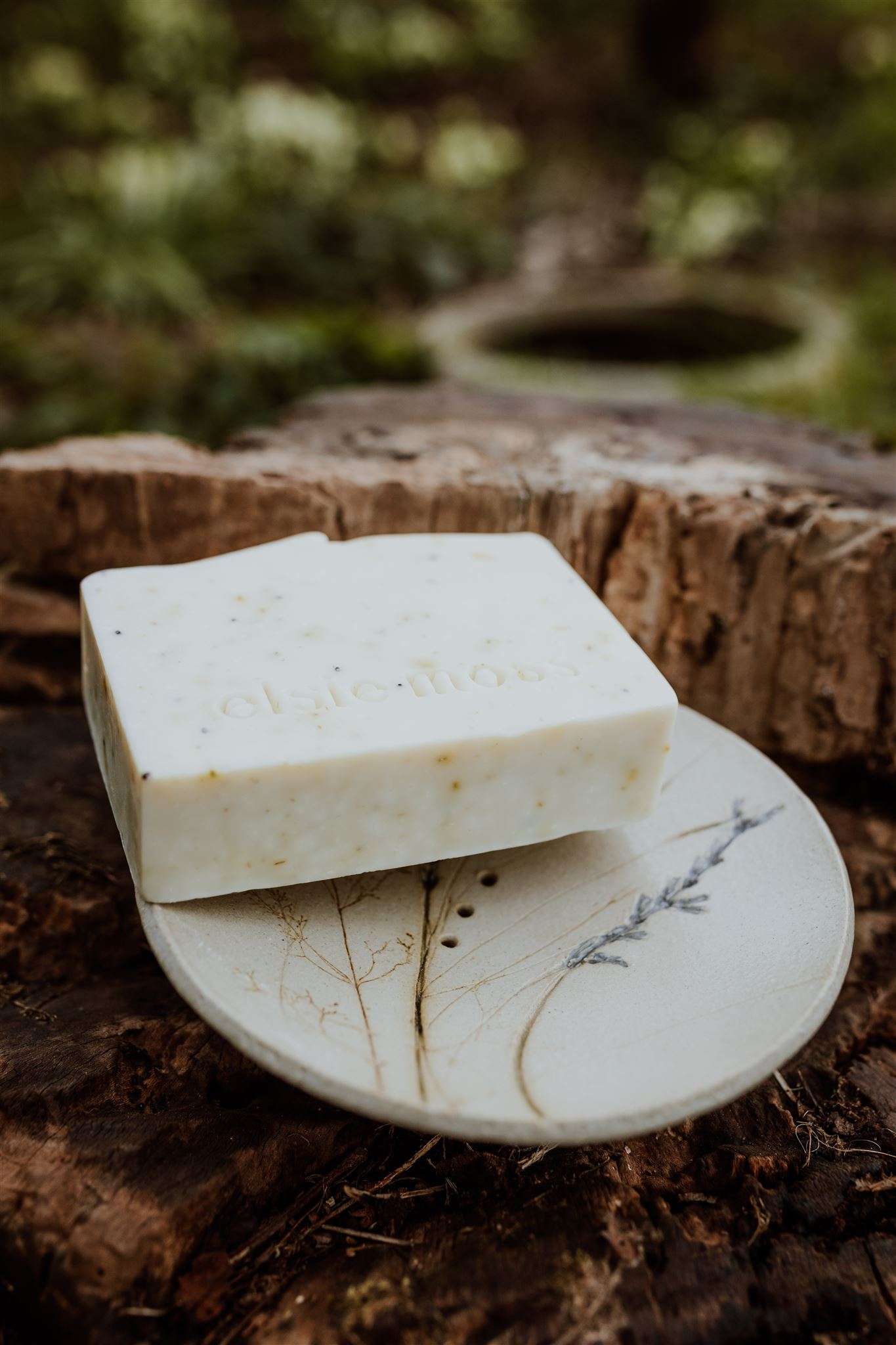 Helen Chuter soap dish with citrus grove soap