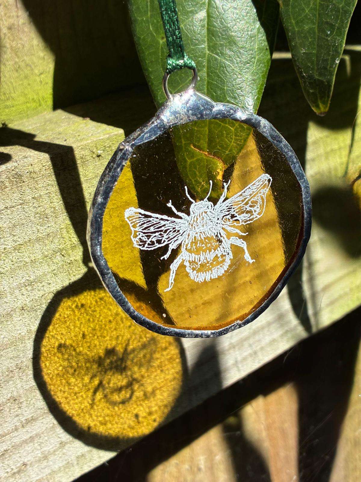 jess yellow glass bee frame