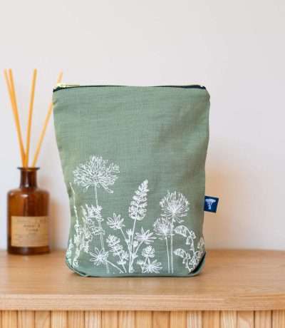 large sage linen washbag