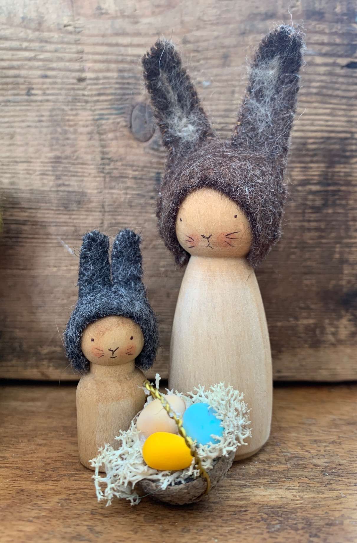 mum and baby bunny and basket