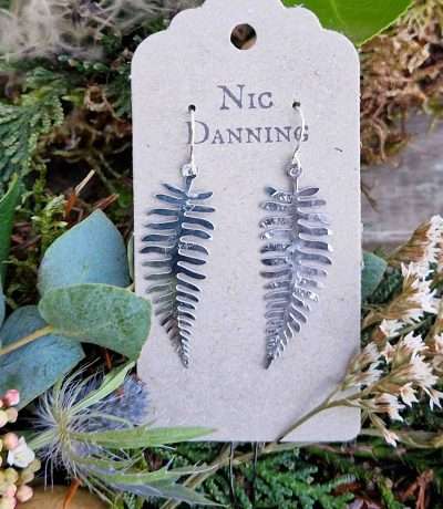 nic danning silver fern earrings