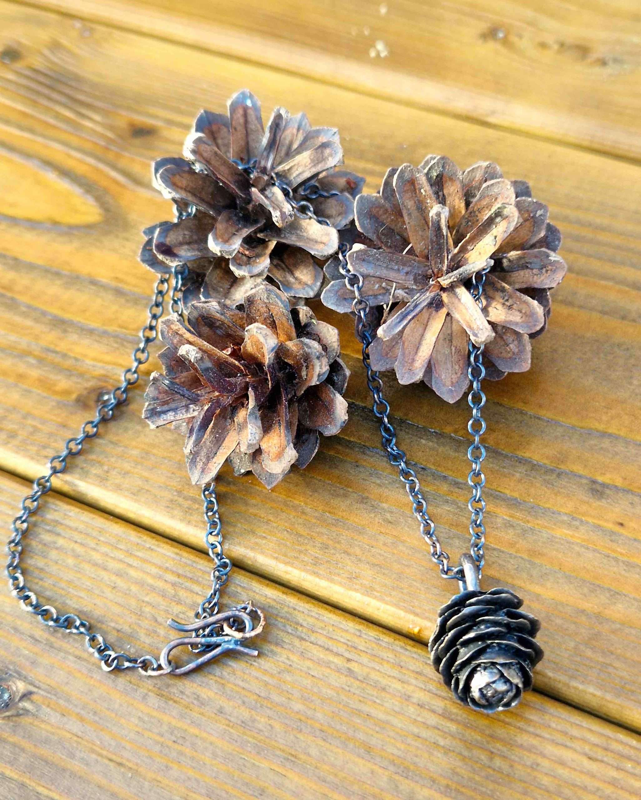 pinecone necklace lifestyle