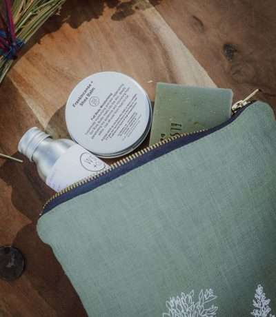 large sage linen washbag