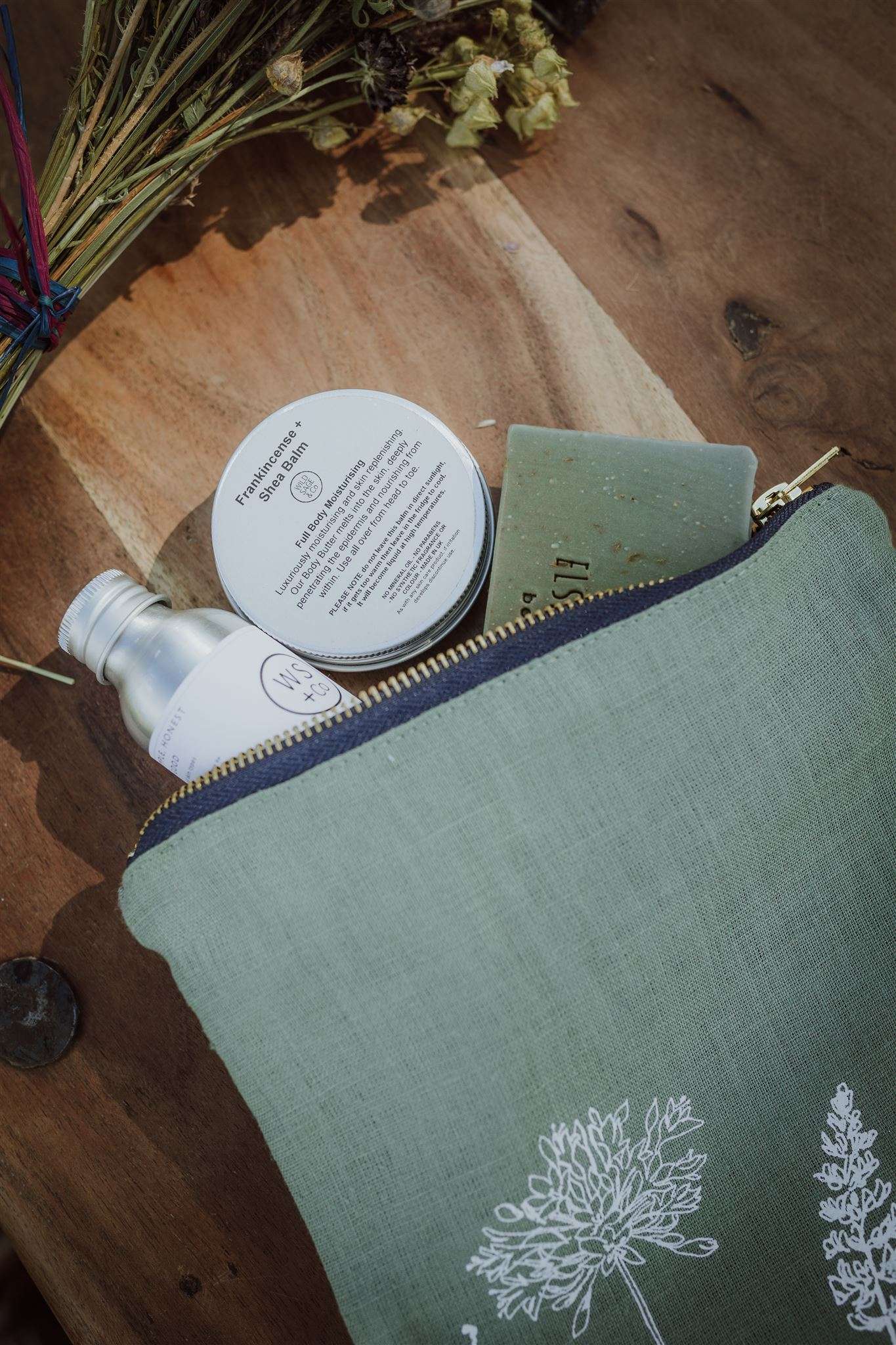 large sage linen washbag