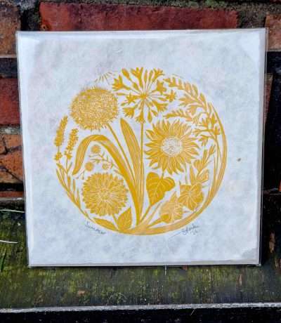 sam summer lino print