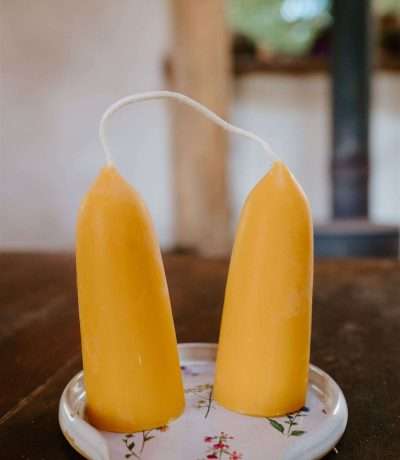 Stubby beeswax candles