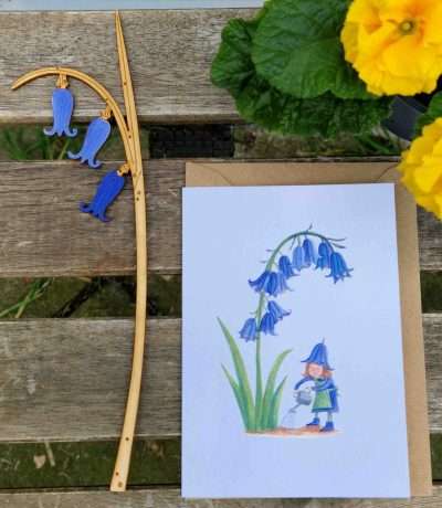 watering bluebells card