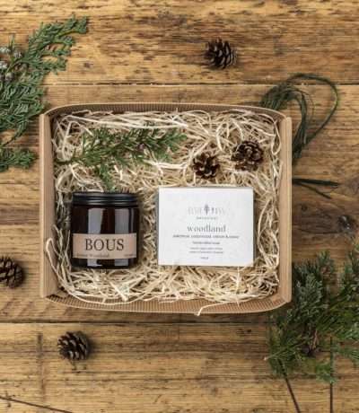 woodland walk candle and soap gift set