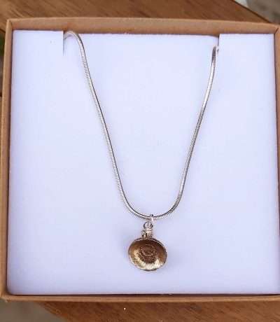 yellow bronze acorn cup necklace